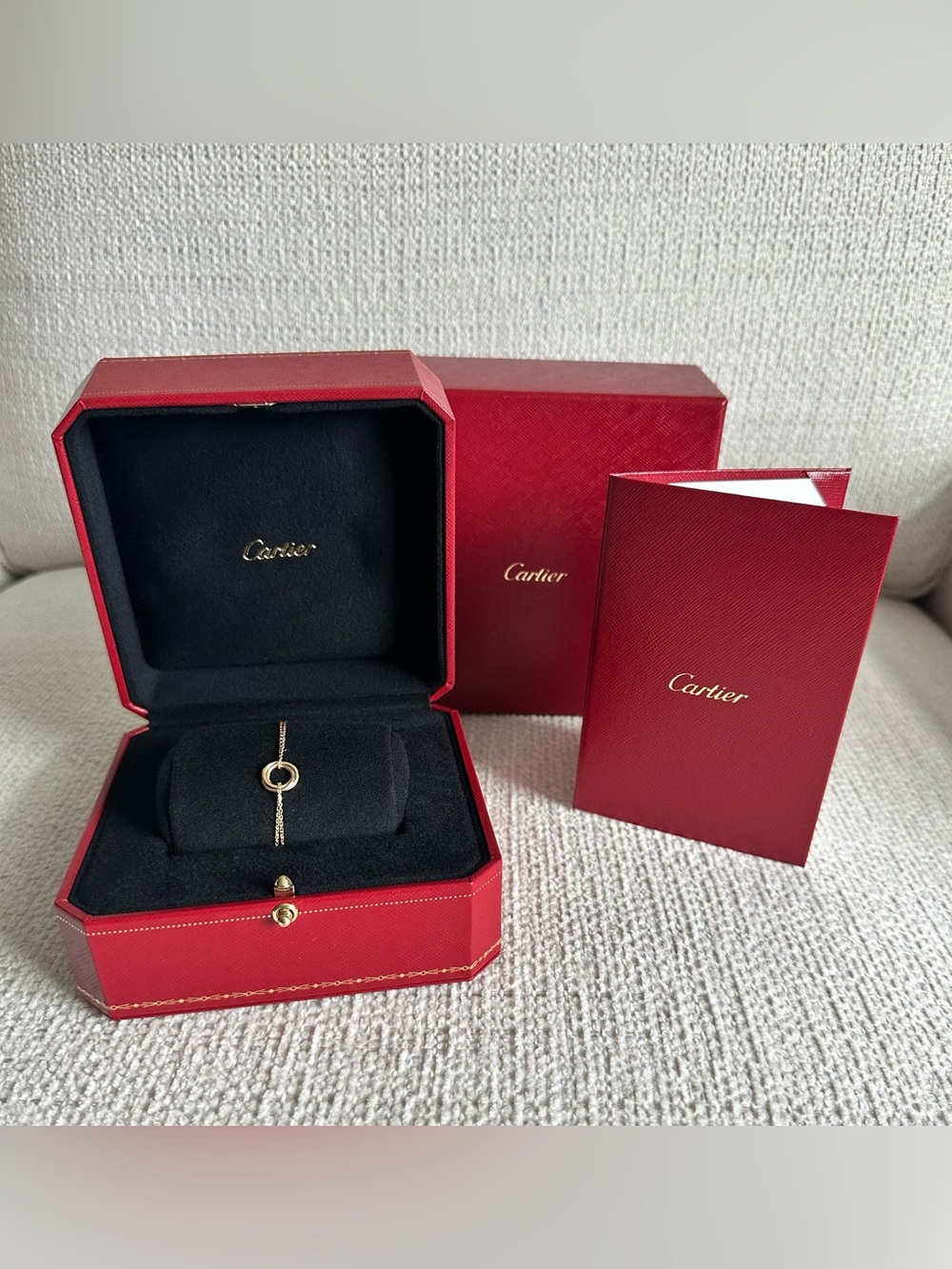 Cartier Trinity Bracelet 18K Gold Chain Complete Set Box & Papers Authentic